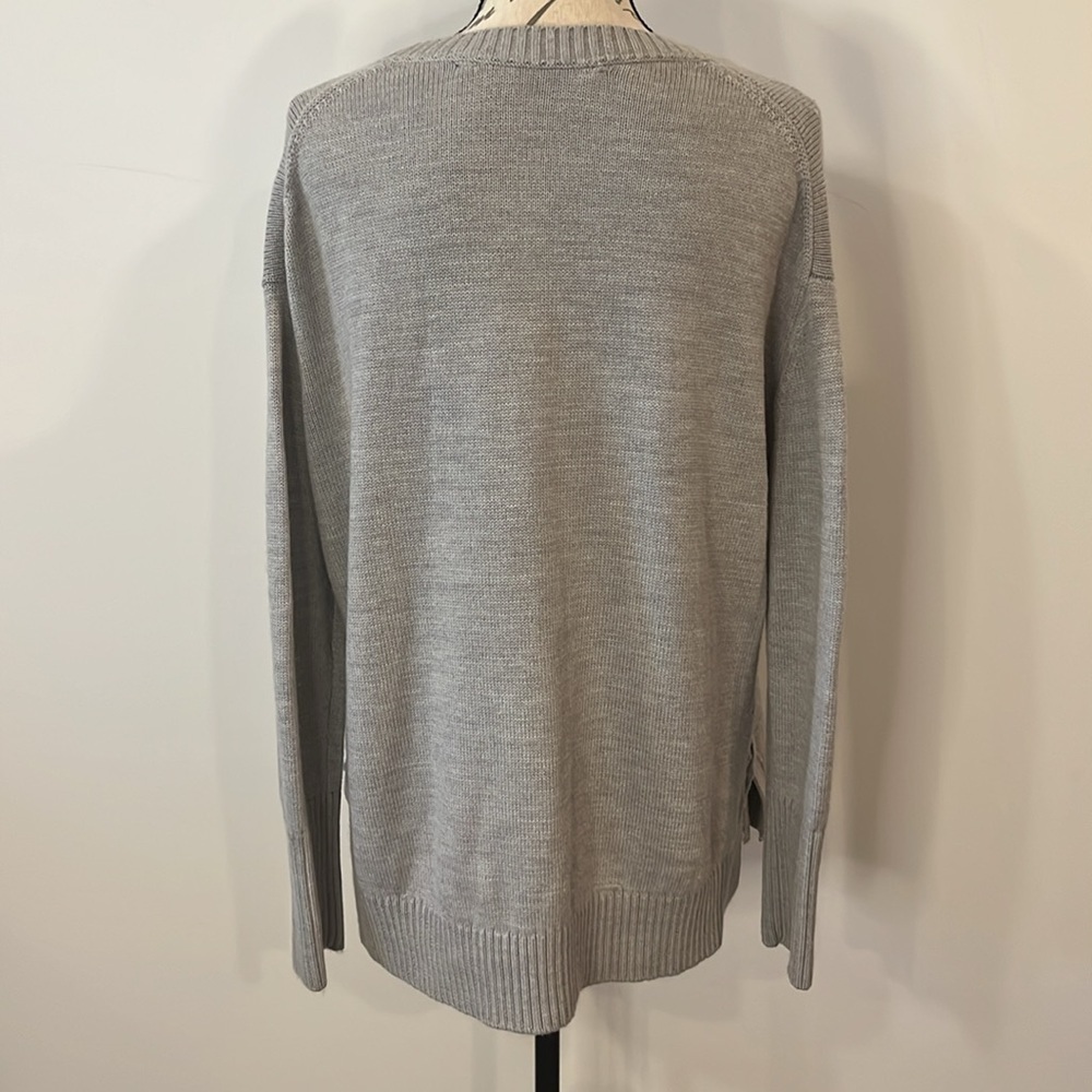 Athleta Nopa merino wool side lace up sweater light gray S - Picture 4 of 9